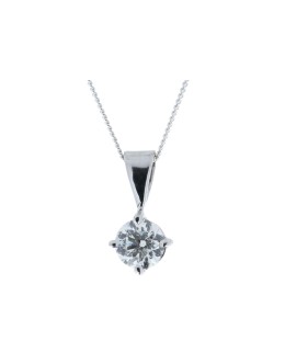 18ct White Gold Single Stone Wire Set Diamond Pendant 0.70 Carats