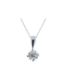 18ct White Gold Single Stone Four Claw Set Diamond Pendant 0.50 Carats