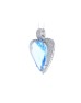 18ct White Gold Single Stone Heart Cut Diamond And Blue Topaz Pendant 1.10 Carats