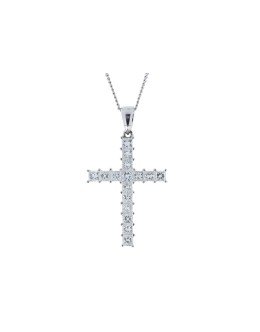 18ct White Gold Diamond Cross Pendant 1.60 Carats