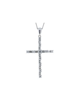 18ct White Gold Diamond Cross Pendant 0.77 Carats