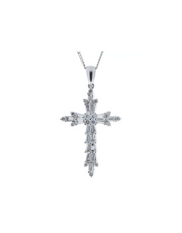 18ct White Gold Diamond Cross Pendant (0.70) 0.94 Carats