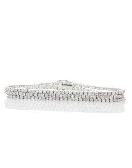 18ct White Gold Three Row Tennis Diamond Bracelet 7.22 Carats