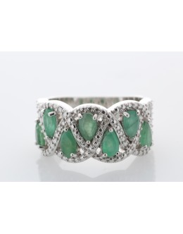 Sterling Silver Emerald Ring 1.00 Carats