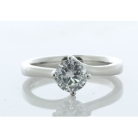 Platinum Single Stone Fancy Claw Set Diamond Ring 0.71