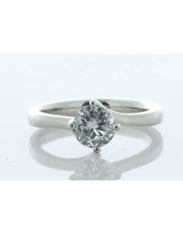 Platinum Single Stone Fancy Claw Set Diamond Ring 0.71