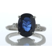 Platinum Oval Cut Sapphire And Diamond Ring (S3.63) 0.08