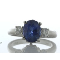 Platinum Oval Sapphire And Diamond Ring (S3.16) 0.37