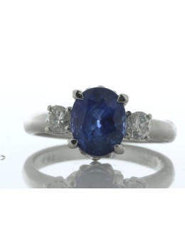 Platinum Oval Sapphire And Diamond Ring (S3.16) 0.37