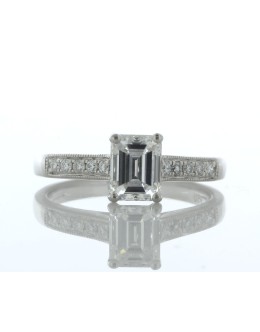 Platinum Single Stone Emerald Cut Diamond Ring 1.04