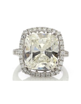 Platinum Single Stone Cushion Cut Engagement Diamond Ring 10.01 Carats