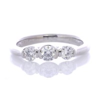 Platinum Three Stone Rub Over Set Diamond Ring 0.50