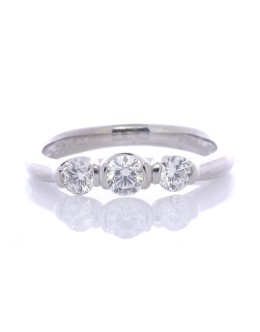 Platinum Three Stone Rub Over Set Diamond Ring 0.50