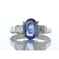 Platinum Oval Cut Sapphire And Diamond Ring (S1.39) 0.28