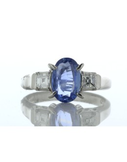 Platinum Oval Cut Sapphire And Diamond Ring (S1.39) 0.28