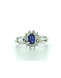 Platinum Cluster Diamond And Sapphire Ring (S0.60) 0.67 Carats