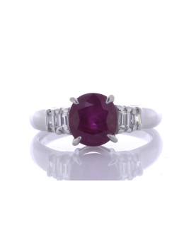 Platinum Ladies Dress Diamond And Ruby Ring (R2.47) 0.20