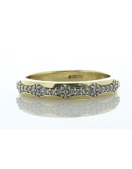 14ct Yellow Gold Illusion Set Semi Eternity Diamond Ring 0.17