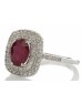 14ct White Gold Oval Ruby And Diamond Cluster Diamond Ring 0.33 Carats