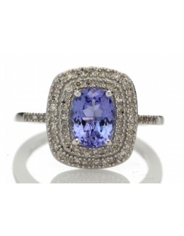 14ct Gold Oval Tanzanite And Diamond Cluster Ring 0.33 Carats