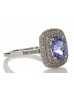 14ct Gold Oval Tanzanite And Diamond Cluster Ring 0.33 Carats