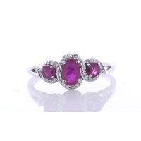 14ct White Gold Ladies Dress Diamond And Ruby Ring (R0.67) 0.15