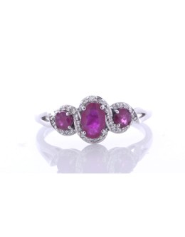 14ct White Gold Ladies Dress Diamond And Ruby Ring (R0.67) 0.15