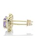 9ct Yellow Gold Amethyst and Diamond Cluster Earring 0.18 Carats