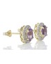9ct Yellow Gold Amethyst and Diamond Cluster Earring 0.18 Carats