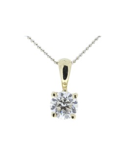 9ct Yellow Gold Single Stone Claw Set Diamond Pendant 0.50 Carats