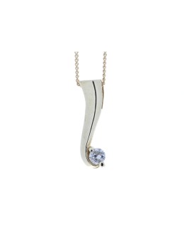 9ct Yellow Gold Wave  Diamond Set Pendant 0.18 Carats