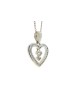 9ct Yellow Gold Heart Pendant  Set With Diamonds & 2 Hanging Inner Hearts 0.21 Carats