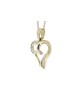 9ct Yellow Gold Heart Pendant with Diamonds in Top & Bottom Corner Swirls 0.10 Carats