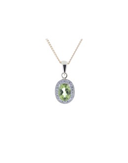 9ct Yellow Gold Diamond And Peridot Pendant (P0.75) 0.11
