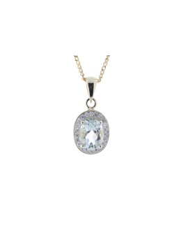 9ct Yellow Gold Diamond And Green Amethyst Pendant (GA0.75) 0.11