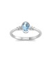 9ct White Gold Diamond And Oval Shape Blue Topaz Ring 0.01 Carats