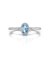 9ct White Gold Diamond And Oval Shape Blue Topaz Ring 0.01 Carats