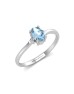 9ct White Gold Diamond and Oval Shape Blue Topaz Ring 0.01 Carats