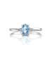 9ct White Gold Diamond and Oval Shape Blue Topaz Ring 0.01 Carats