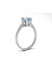 9ct White Gold Diamond And Emerald Cut Blue Topaz Ring 0.04 Carats