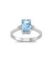 9ct White Gold Diamond And Emerald Cut Blue Topaz Ring 0.04 Carats