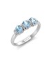 9ct White Gold Semi Eternity Diamond And Blue Topaz Ring 0.01 Carats