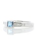 9ct White Gold Channel Set Diamond and Princess Cut Blue Topaz Ring 0.20 Carats