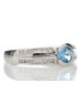 9ct White Gold Double Channel Set Diamond and Blue Topaz Ring 0.36 Carats