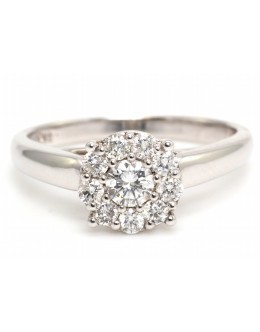 9ct White Gold Round Cluster Diamond Ring 0.50 Carats