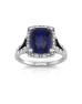 9ct White Gold Cushion Cluster Diamond And Created Ceylon Sapphire Ring 0.11 Carats