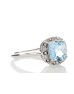 9ct White Gold Diamond And Blue Topaz Ring 0.10 Carats