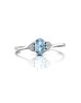 9ct White Gold Fancy Cluster Diamond Blue Topaz Ring 0.01 Carats