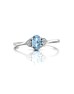 9ct White Gold Fancy Cluster Diamond Blue Topaz Ring 0.01 Carats