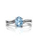 9ct White Gold  Diamond And Blue Topaz Ring 0.20 Carats